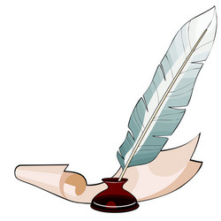 feather pen in the ink and paper vector image