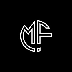 mf monogram logo circle ribbon style outline vector image