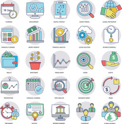 business flat icons collection vector image