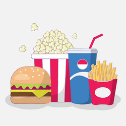 set of fast food cute cartoon art vector image