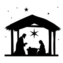 nativity christmas mary joseph baby jesus starry vector image