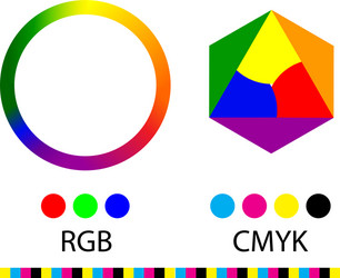 gradation of colors in the circle rgb and cmyk vector image