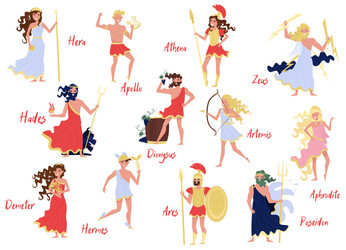 olympian greek gods set hera dionysus zeus vector image