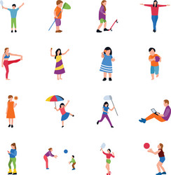 park activities flat icons set vector image