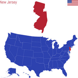 state new jersey is highlighted in red map vector image