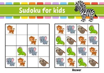 sudoku for kids education developing worksheet vector image