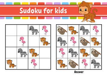 sudoku for kids education developing worksheet vector image