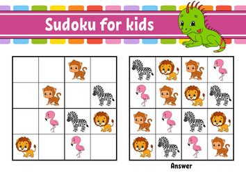 sudoku for kids education developing worksheet vector image