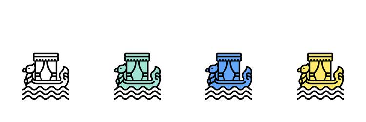 boat icon outline green blue and yellow style vector image