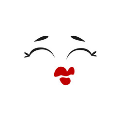 emoticon with red lipstick and closed eye isolated vector image