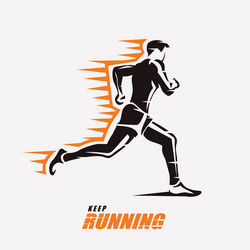 running man symbol outlined stylized silhouette vector image