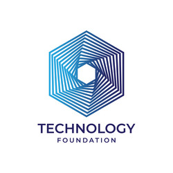 abstract hexagon blend tech logo design vector image