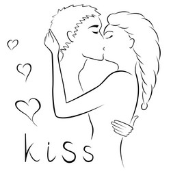 kissing of a young couple vector image