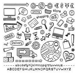 e-commerce sketch icons vector image