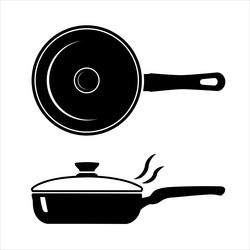 frying pan with lid handle top vector image