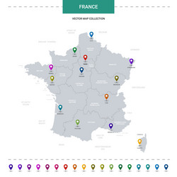 france map with location pointer marks vector image