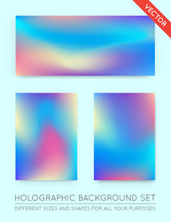 set of holographic trendy backgrounds can be used vector image