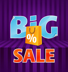 big sale poster with paper bag vector image