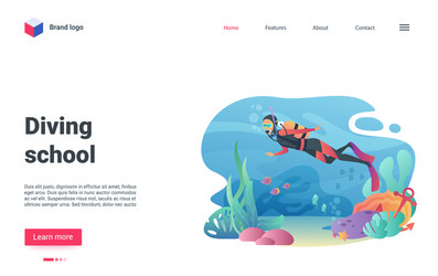 diving school landing page diver swimming vector image