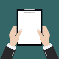 modern flat on hands holding clipboard with empty vector image