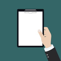 modern flat on hands holding clipboard with empty vector image