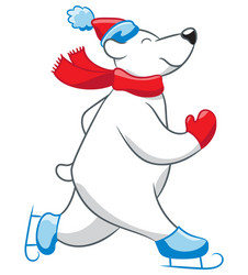 skating polar bear cartoon vector image