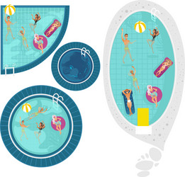 cartoon people in swimming pool blue set vector image