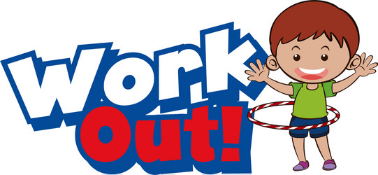 font design for word work out with kid doing vector image