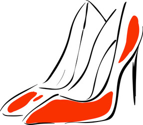 pair red high heel shoes basic rgb on white vector image