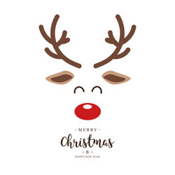 reindeer red nosed cute close up face vector image