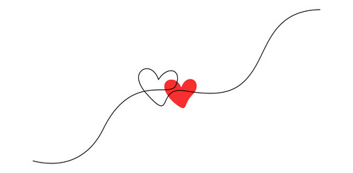 one continuous drawing of heart and color shape vector image