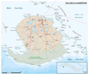 map of cuban youth island isla de la juventud vector image