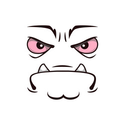 monster face cartoon icon grumpy creature vector image