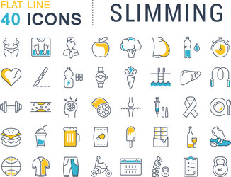 set flat line icons slimming vector image