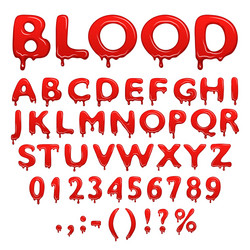 blood alphabet numbers and symbols vector image