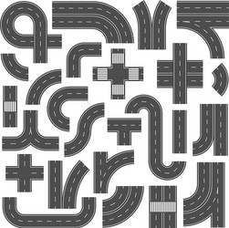 connectable highway road elements crossroads vector image