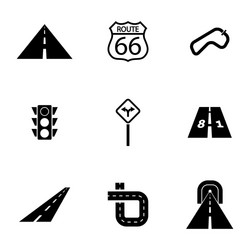 black road icons set vector image