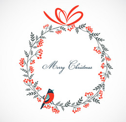 merry christmas greeting card frame with a robin vector image