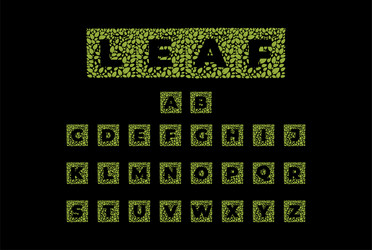 editable green square alphabet leaf leaves foliage vector image