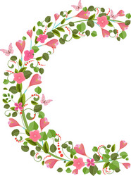 floral font with spring pink flowers romantic vector image