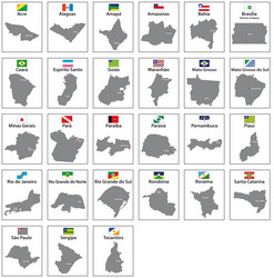 maps with flags of the 27 states brazil vector image