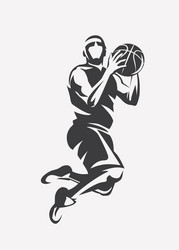 basketball player jumping stylized silhouette vector image