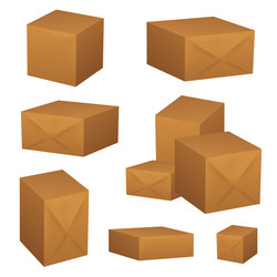 set of brown cardboard boxes closed delivery vector image