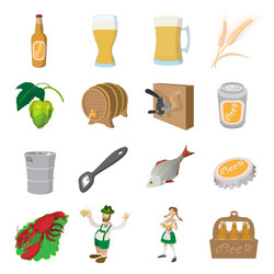 oktoberfest beer cartoon icons set vector image