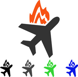 airplane fire flat icon vector image