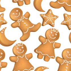 seamless pattern of christmas biscuits vector image