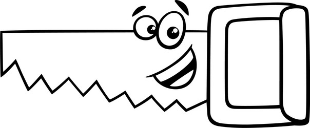 wood saw cartoon coloring page vector image