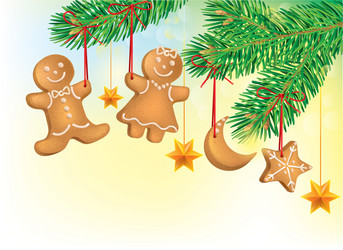 christmas tree decorated with cookies vector image