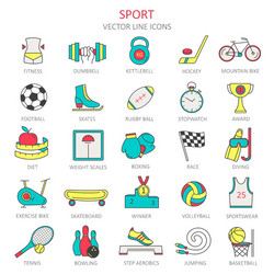 modern thin line of icons on sports themes vector image