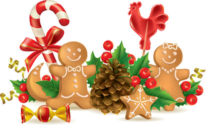 christmas candy and decorations vector image